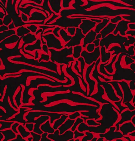 Viscosemengeling zwart met roodkleurige abstract patroon